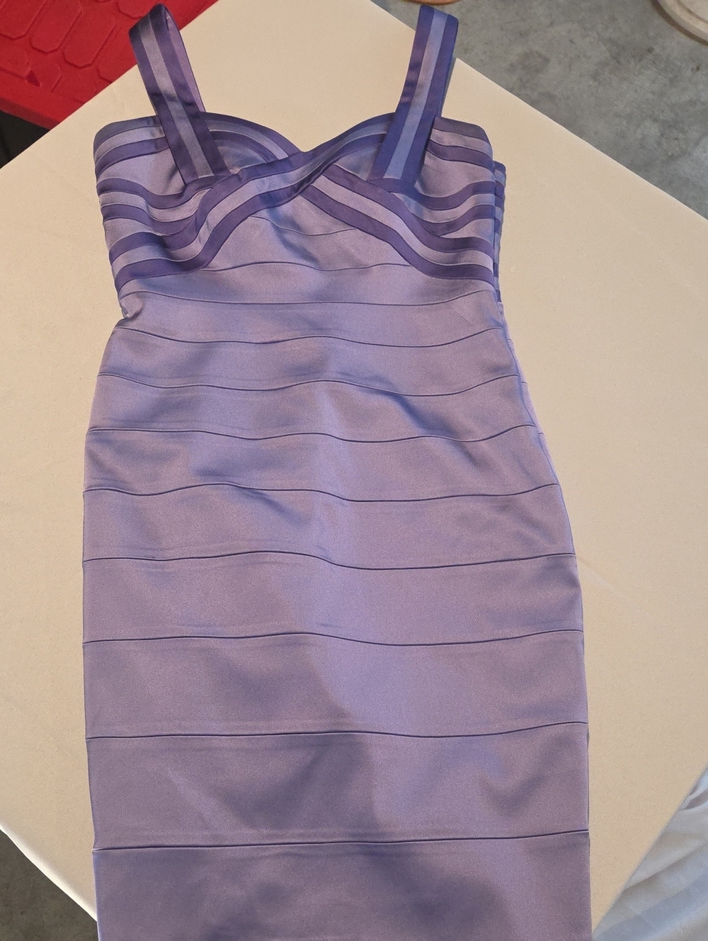 Jax Lavender Bandage Midi Dress with Striped Bodice